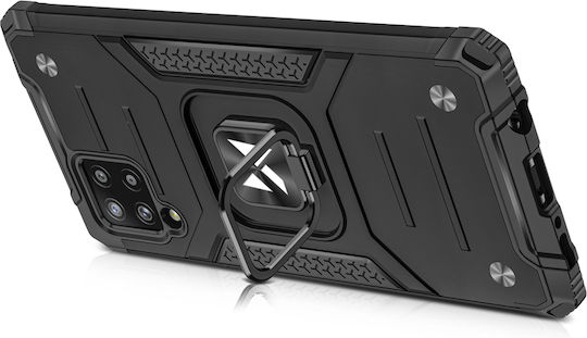 Wozinsky Ring Armor Kickstand Back Cover Plastic Black (Galaxy A42)