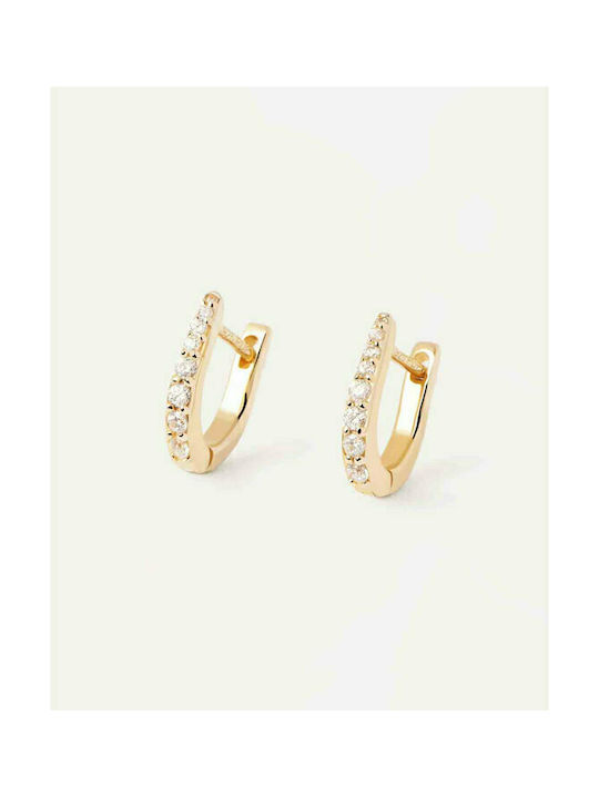 P D Paola Carry-Overs Stare Earrings Hoops made of Silver Gold Plated with Stones