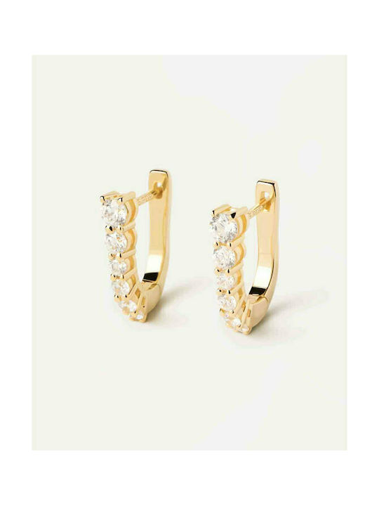 P D Paola Carry-Overs Rise Earrings Hoops made of Silver Gold Plated with Stones