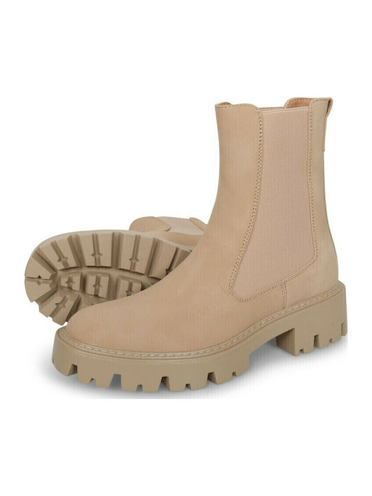 Onlbetty1 Leather Women's Chelsea Boots with Medium Heel Camel