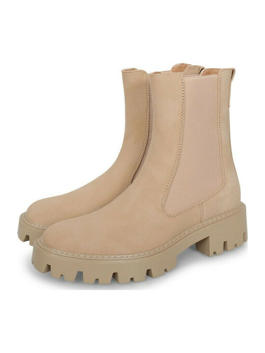 Onlbetty1 Leather Women's Chelsea Boots with Medium Heel Camel