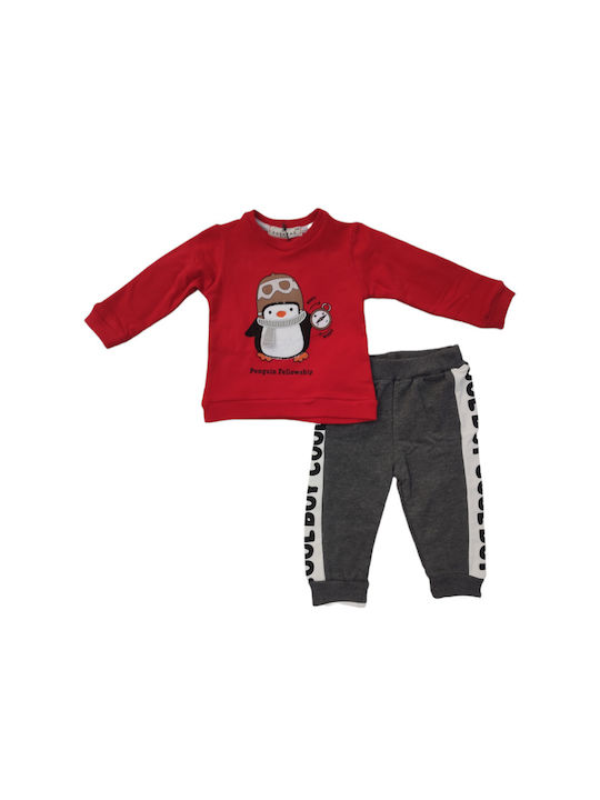 Hashtag Kids Sweatpants Set Red 2pcs