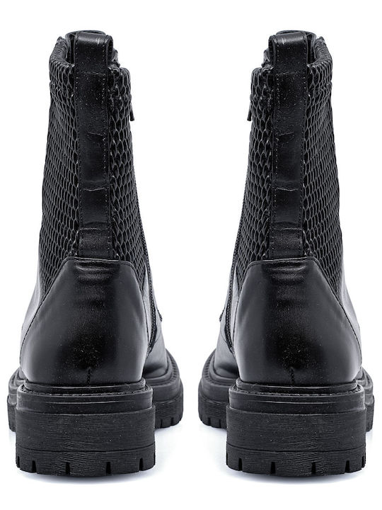 D Iridea Leather Women's Ankle Boots Black
