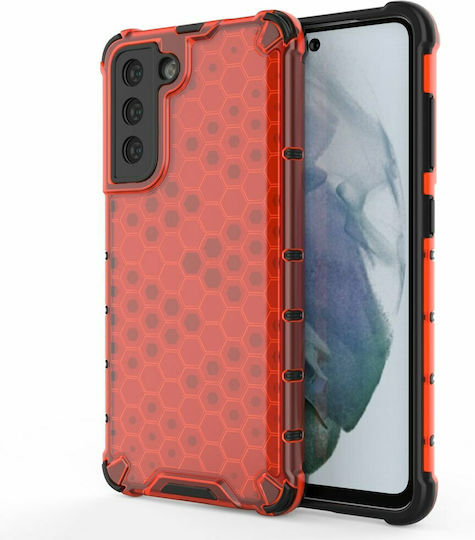 Hurtel Honeycomb Armor Silicone / Plastic Back Cover Durable Red (Galaxy S21 FE 5G)