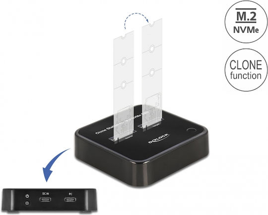 DeLock Docking Station για 2 Σκληρούς Δίσκους PCIe M.2(2230)" / M.2(2242)" / M.2(2260)" / M.2(2280)" με σύνδεση USB-C (64177)
