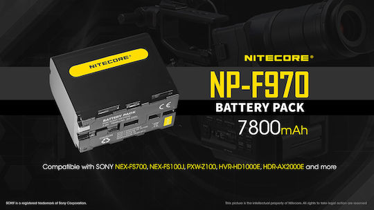 NiteCore Μπαταρия за фотоапарат NP-F970 Литиево-йонни (Li-Ion) 7800mAh Съвместима с Sony