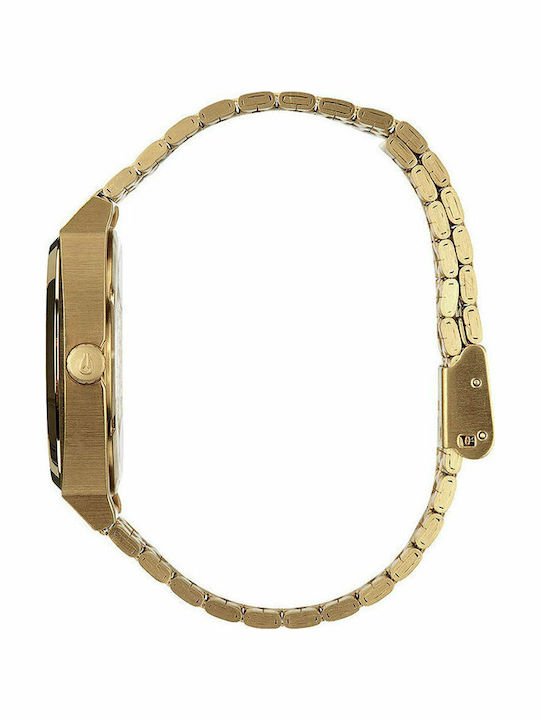 Nixon Time Teller Ανδρικό Ρολόι 37mm Μπαταρίας με Χρυσό Μεταλλικό Μπρασελέ