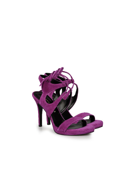 Wildleder Damen Sandalen in Lila Farbe