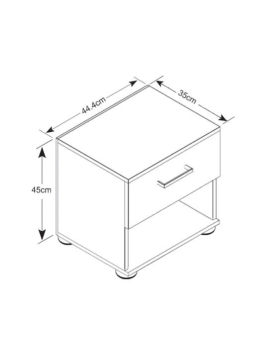 Renato Bedside Table Wooden Gray Oak 44x35x43cm GP035-0031 1