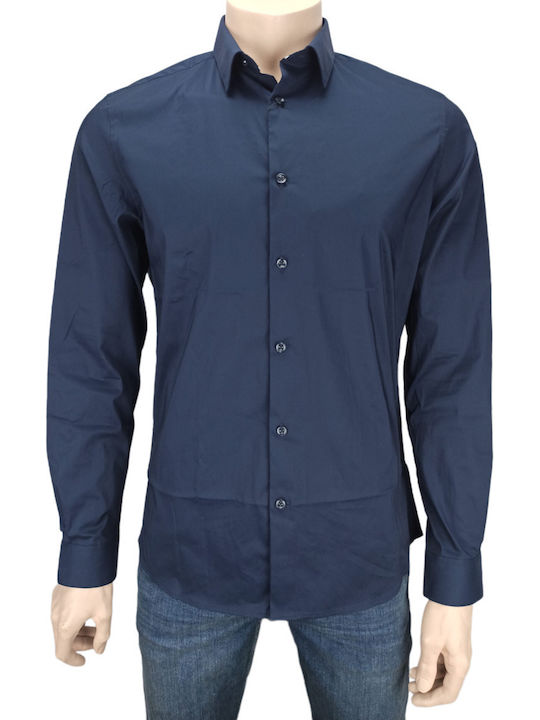 Celio C-Masantal1 Herrenhemd Langärmelig Baumwolle Marineblau