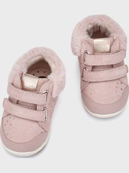 Suede Kinderstiefeletten mit Klettverschluss Rosa