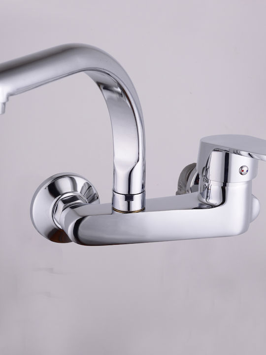 Chrome 360 Kitchen Faucet Wall Silver