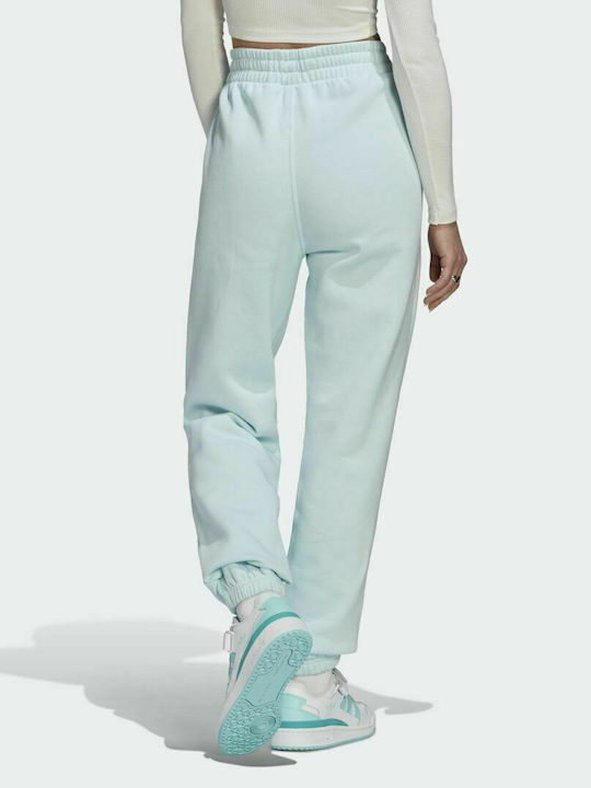 Adidas Women's High Waist Jogger Sweatpants Blue Fleece