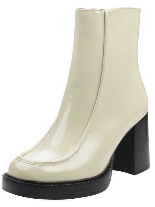 Leder Stiefeletten Damen Beige