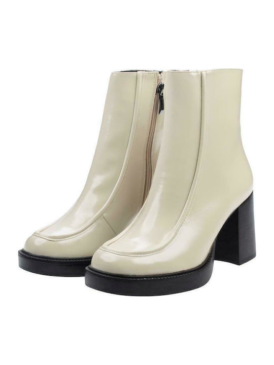 Leder Stiefeletten Damen Beige