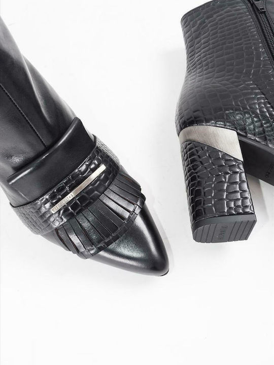 Leder Stiefeletten Damen Schwarz
