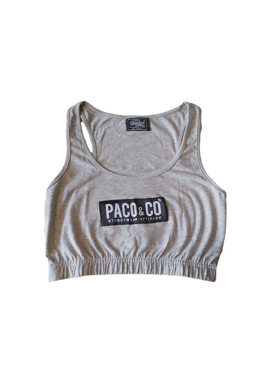 Paco & Co Women's Summer Crop Top Sleeveless Gray