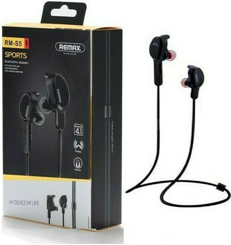 Remax RS-S5 In ear Bluetooth хендсфри Слушалки с Устойчивост на Пот Черен