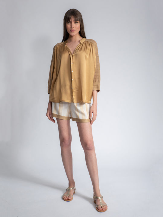 Γυναικείο Σορτς Ivory/Gold