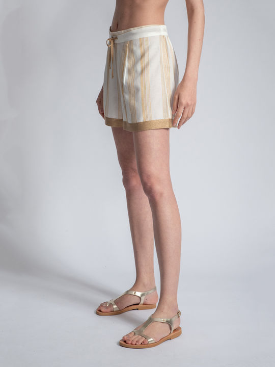 Γυναικείο Σορτς Ivory/Gold
