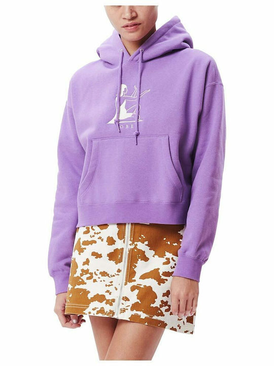 Angebot Gekürztes Sweatshirt für Damen mit Kapuze Lila