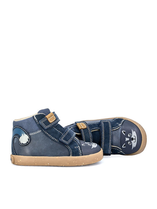 B Kilwi Ανατομικά Suede Παιδικά Μποτάκια με Σκρατς Navy Μπλε