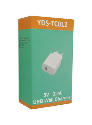 KAL Electronics Charger Without Cable with USB-A Port 12W Power Delivery White (YDS-TC012)