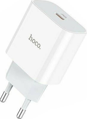 Hoco Charger Without Cable with USB-C Port 18W Power Delivery Whites (C76A Speed Source)