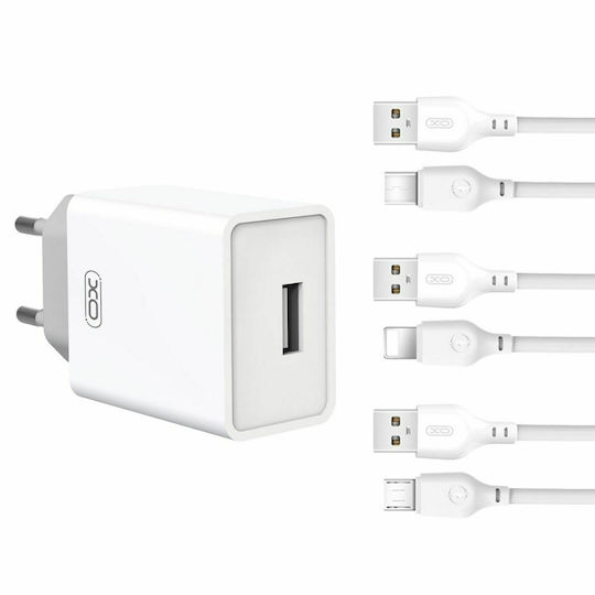 XO Ladegerät mit USB-A Anschluss und Kabel Blitzschlag Weißs (L93)