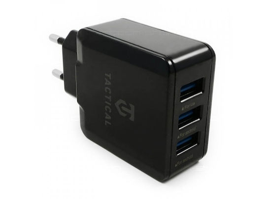 Tactical Ladegerät ohne Kabel mit 3 USB-A Anschlüsse Schwarzs (LZ-043)