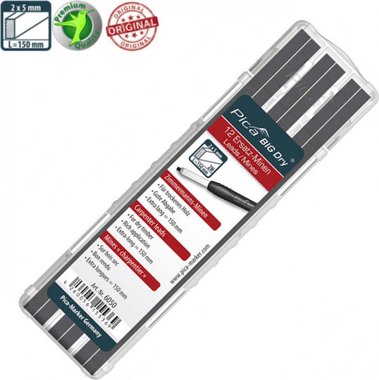 Pica Big Dry Refill Carpenter Различни аксесоари за ръчни инструменти Механични моливи за писане Комплект 12бр