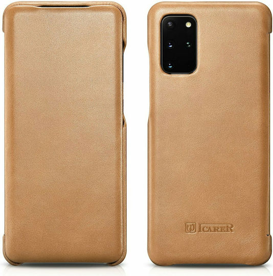 iCarer Curved Edge Vintage Folio Книга Кожа Khaki (Galaxy S20 Ultra)