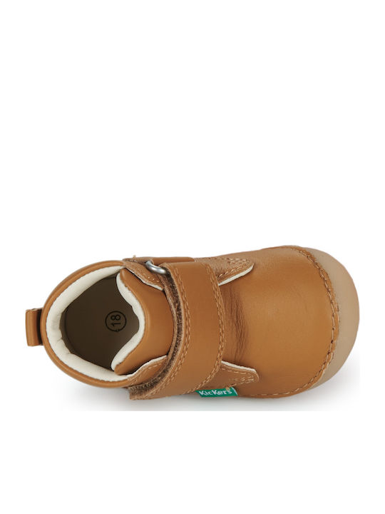 Sabio Anatomical Leather Kids Boots with Velcro Tabac Brown