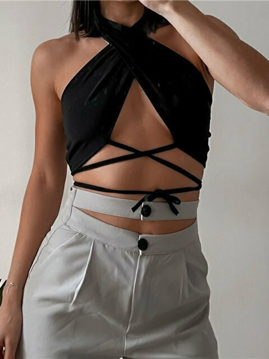Women's Summer Crop Top Sleeveless Black