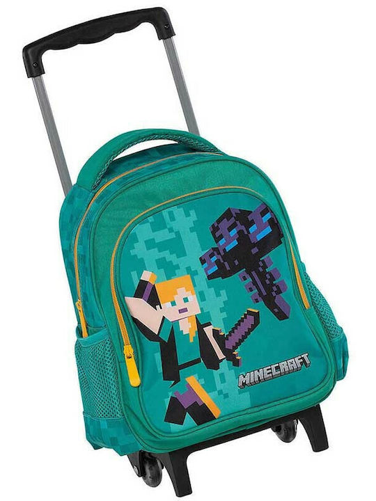 Graffiti Minecraft Graffiti School Bag Trolley Kindergarten in Green color