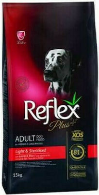 Reflex Plus Medium/Large Light & Sterilised Adult 15kg Ξηρά Τροφή Διαίτης για Ενήλικους Στειρωμένους Σκύλους Μεσαίων & Μεγαλόσωμων Φυλών με Αρνί