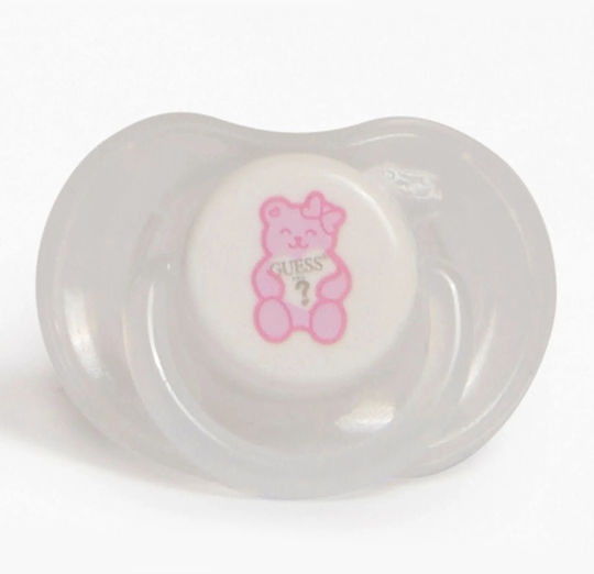 Guess Bear Pacifiers Silicone with Case Pink for 0-18 months 3pcs