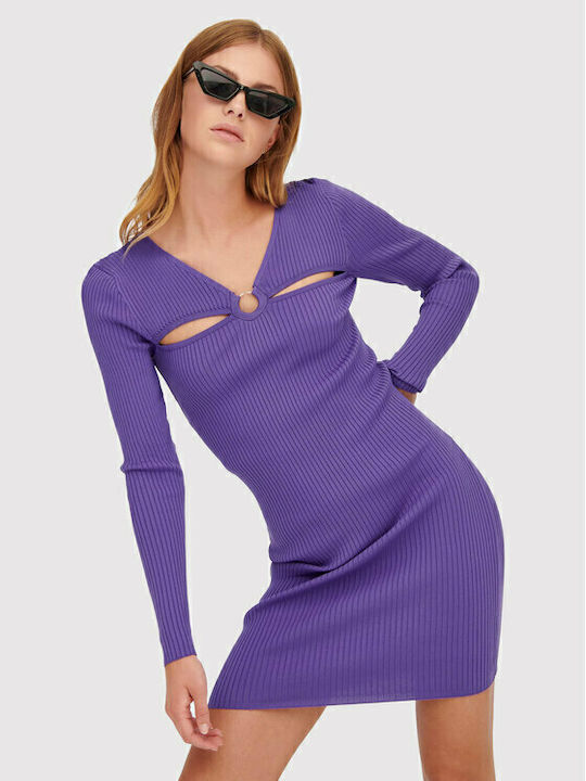 Rochie Mini Tricotată Violet
