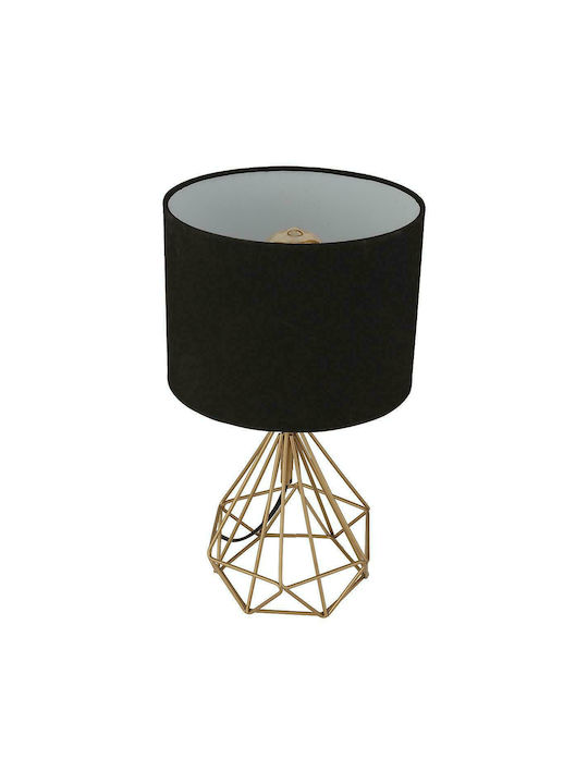 ArteLibre Bie Metal Table Lamp for Socket E27 with Black Shade and Gold Base