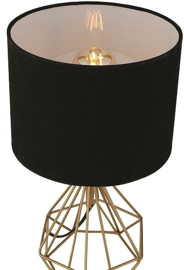 ArteLibre Bie Metal Table Lamp for Socket E27 with Black Shade and Gold Base