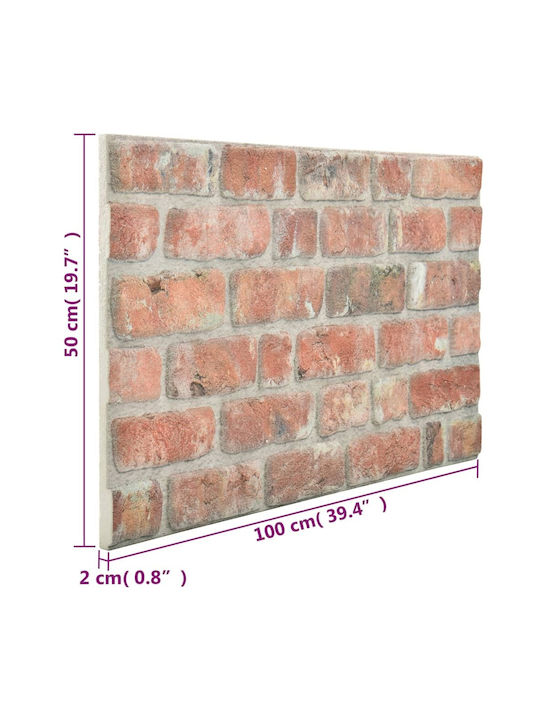 3D Wall Panels Foam with Glue Red 100x50x2cm 10 Pieces