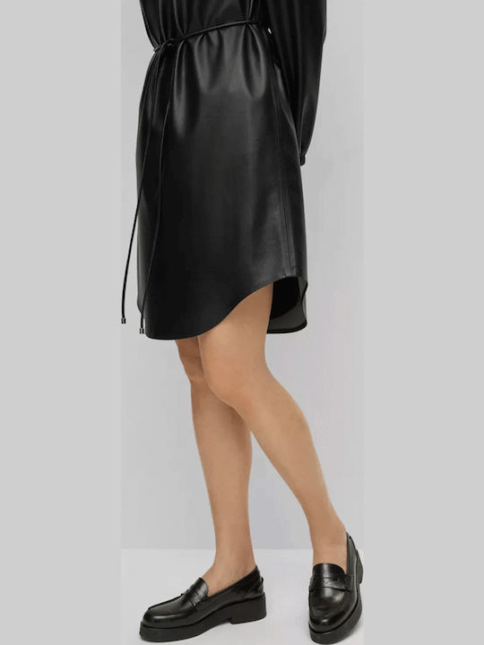 Rochie Mini De Seară Din Piele Neagră
