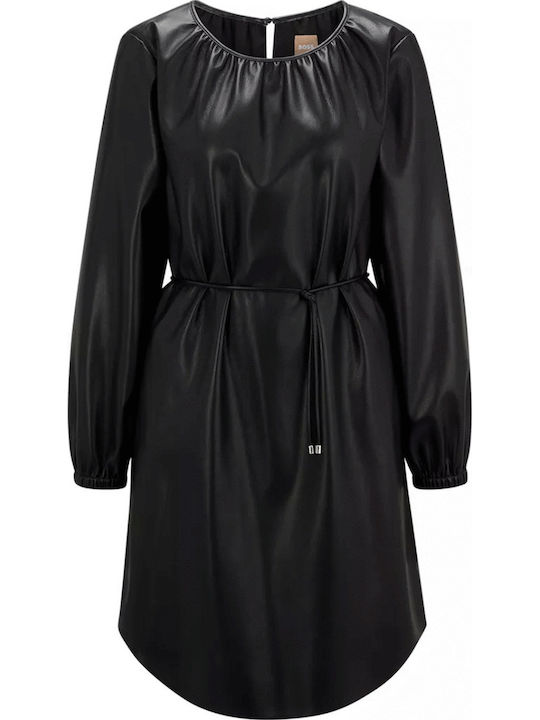 Rochie Mini De Seară Din Piele Neagră