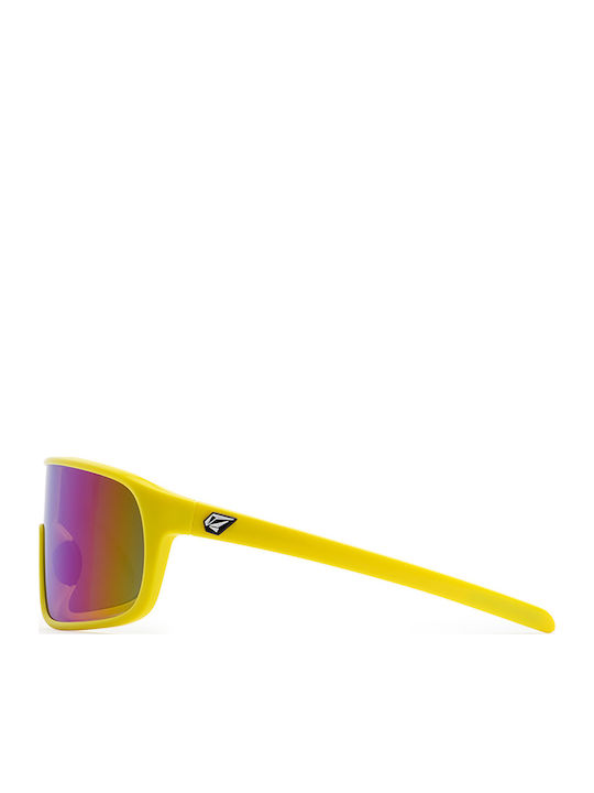 Volcom Macho Unisex Sunglasses with Plastic Frame Gloss Yellow-Aqua / Rainbow Mirror VE03501713