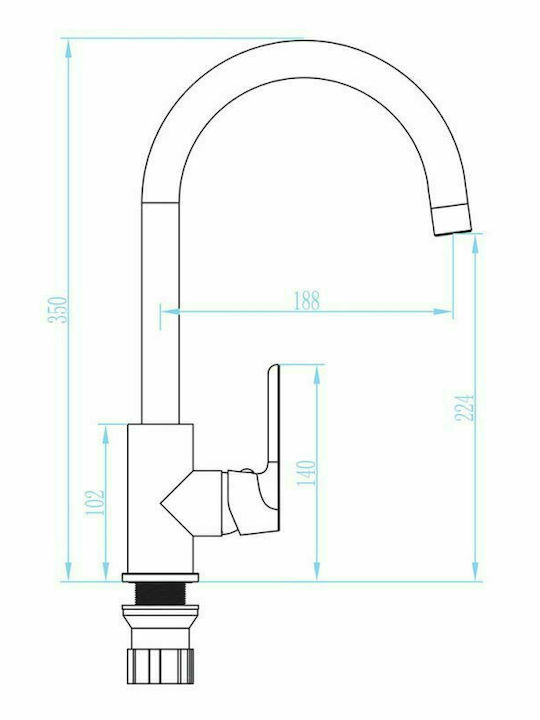 Gian 304 Tall Kitchen Faucet Counter Black