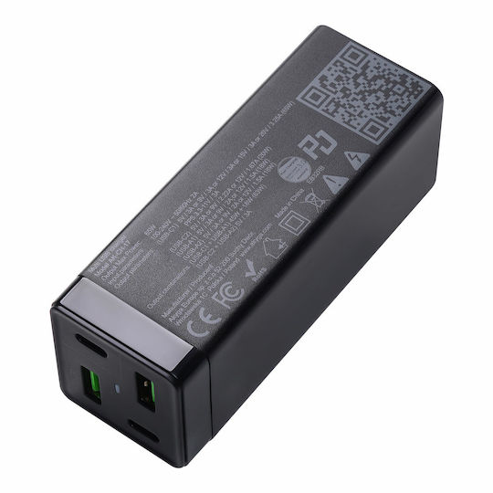 Akyga Suport de Încărcare cu 2 Porturi USB-A și 2 Porturi USB-C 65W Livrarea energiei / Quick Charge 4+ în culoarea Negru (AK-CH-17)