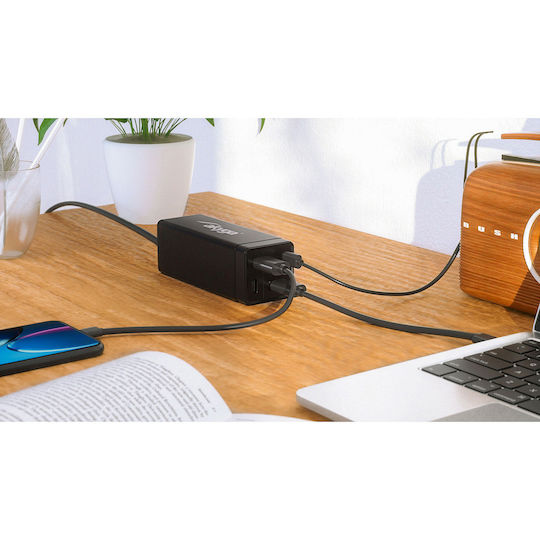 Akyga Suport de Încărcare cu 2 Porturi USB-A și 2 Porturi USB-C 65W Livrarea energiei / Quick Charge 4+ în culoarea Negru (AK-CH-17)