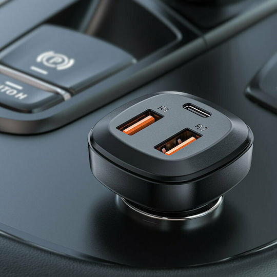 Acefast B9 Автомобилен Зарядно Устройство 66W 4A Бързо Зареждане с Портове 2xUSB 1xType-C Черен Цвят