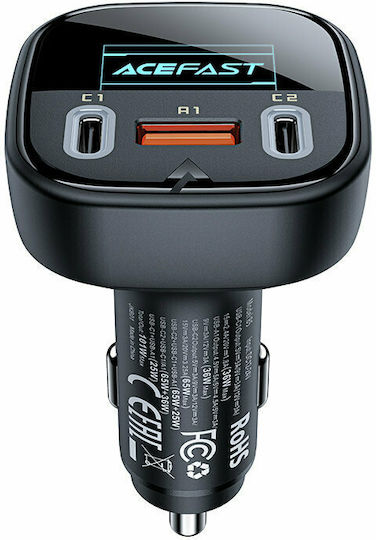 Acefast B5 Auto-Ladegerät 101W 4A Schnellladung mit Anschlüssen: 1xUSB 2xType-C Schwarz Farbe