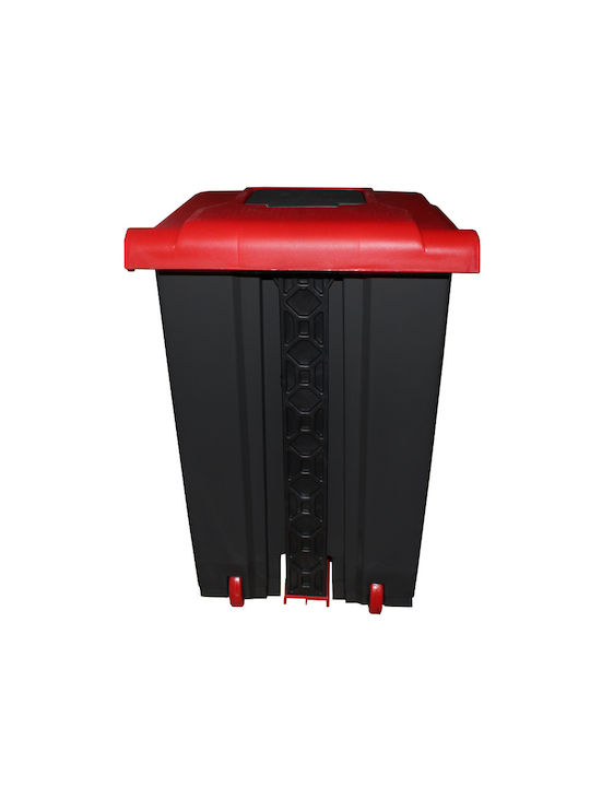 Coș De Gunoi Din Plastic Cu Pedală Negru - Roșu 50lt